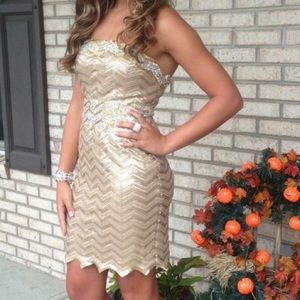 Short, gold homecoming dress